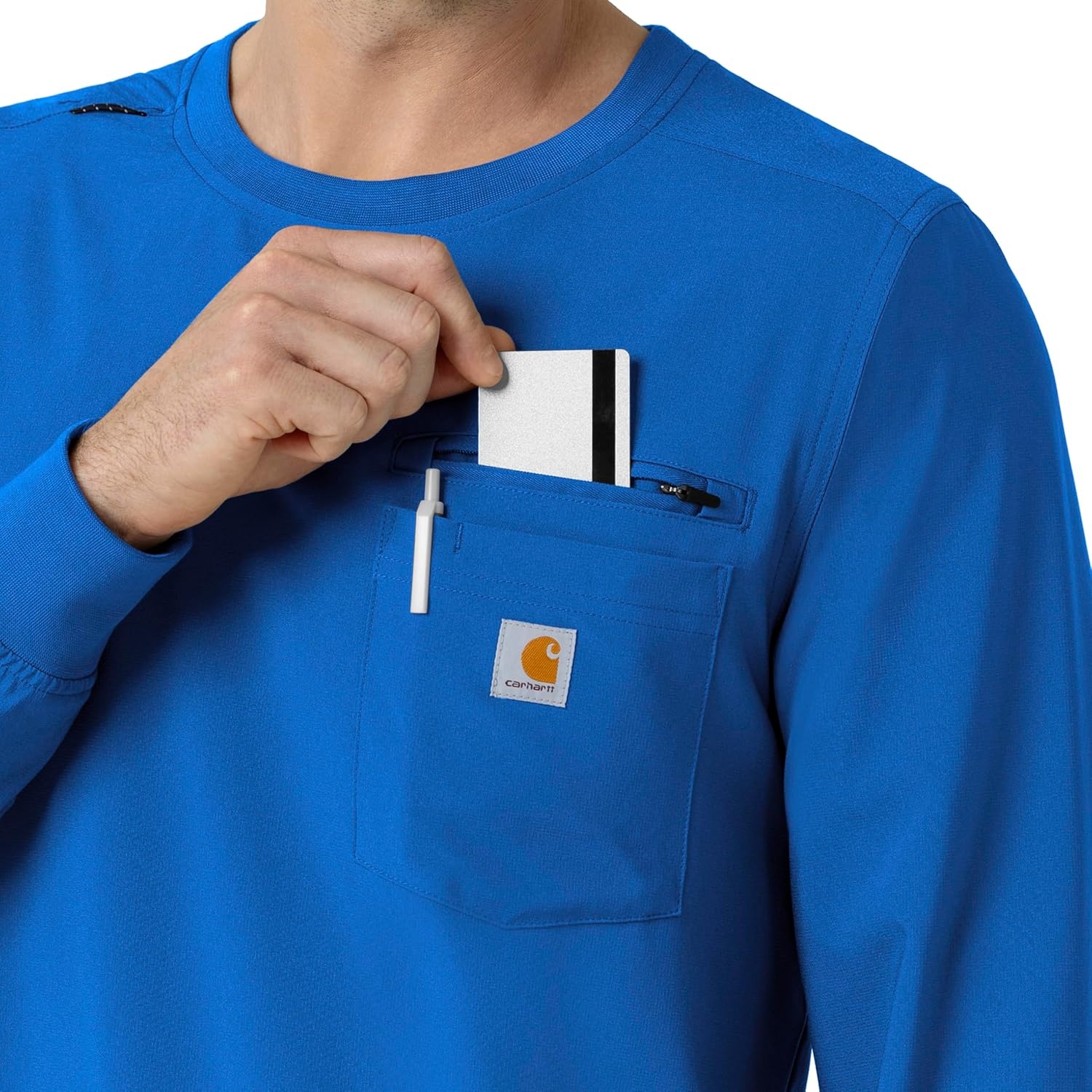 image:imageCarhartt Force CrossFlex Mens Crew Neck Long Sleeve Scrub TopRoyal
