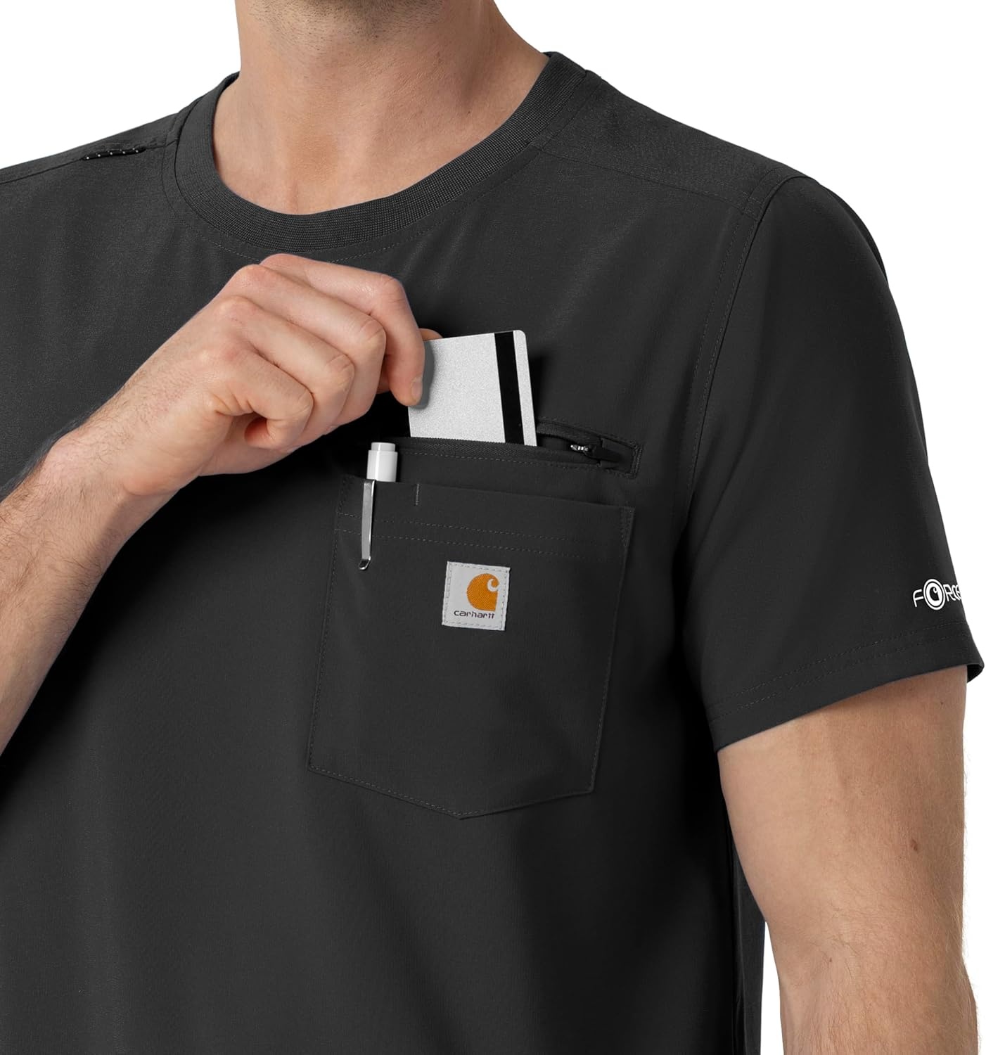 image:imageCarhartt Force CrossFlex Mens Crew Neck Scrub TopBlack