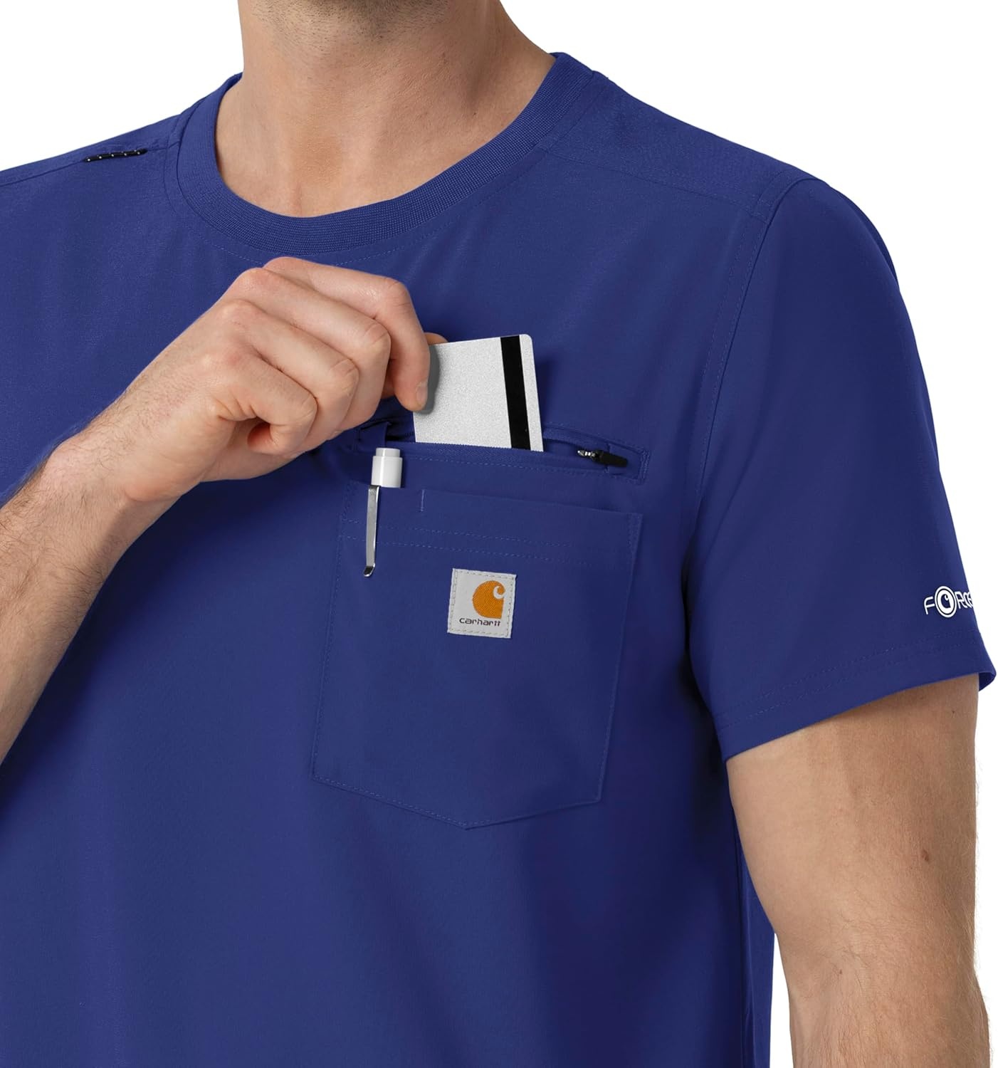 image:imageCarhartt Force CrossFlex Mens Crew Neck Scrub TopGalaxy Blue
