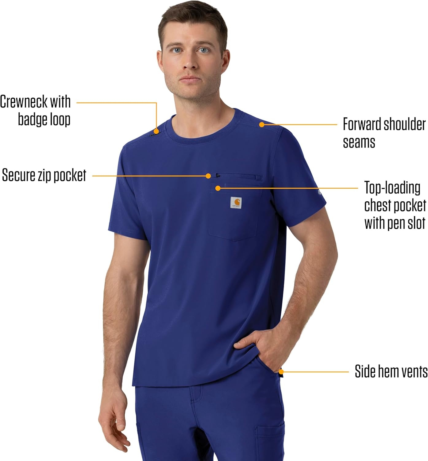 image:imageCarhartt Force CrossFlex Mens Crew Neck Scrub TopGalaxy Blue