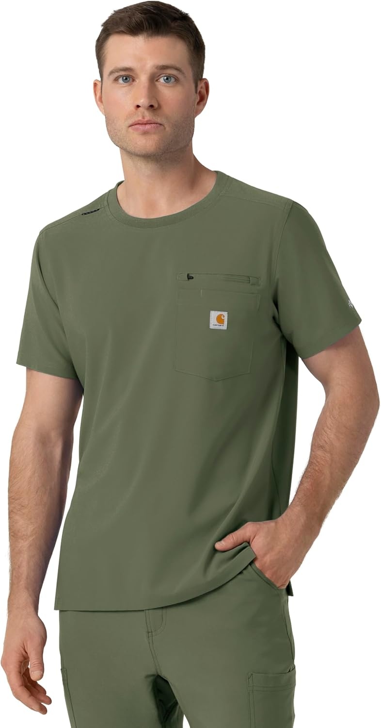 image:imageCarhartt Force CrossFlex Mens Crew Neck Scrub TopOlive