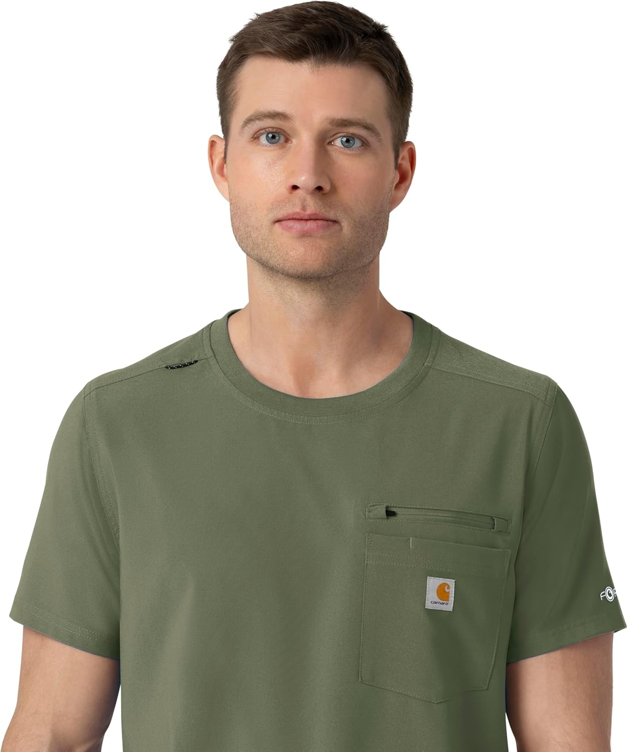 image:imageCarhartt Force CrossFlex Mens Crew Neck Scrub TopOlive