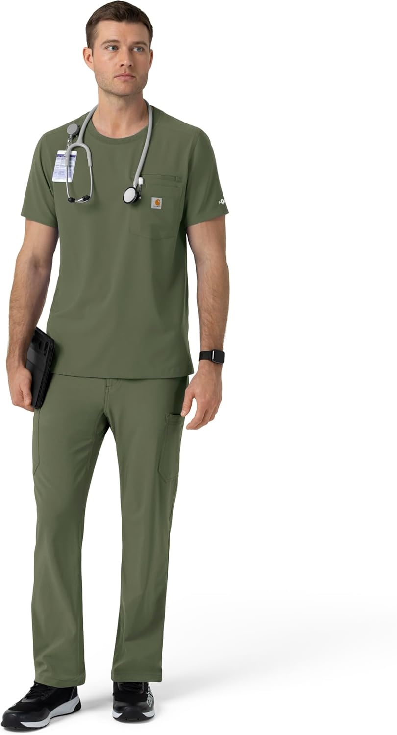 image:imageCarhartt Force CrossFlex Mens Crew Neck Scrub TopOlive