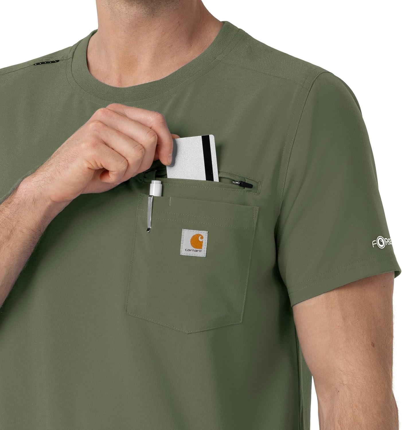 image:imageCarhartt Force CrossFlex Mens Crew Neck Scrub TopOlive