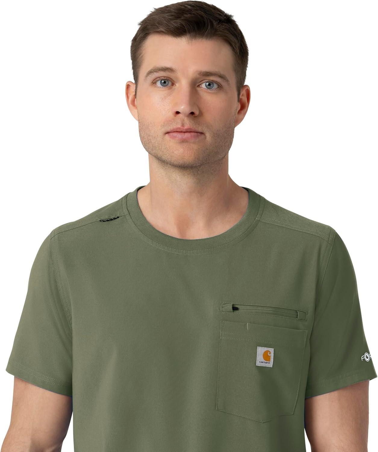 image:imageCarhartt Force CrossFlex Mens Crew Neck Scrub TopOlive
