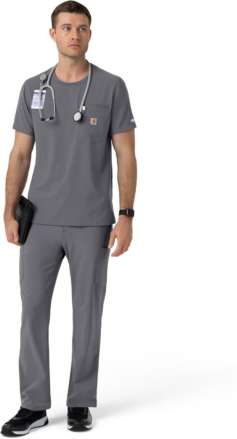 image:imageCarhartt Force CrossFlex Mens Crew Neck Scrub TopPewter