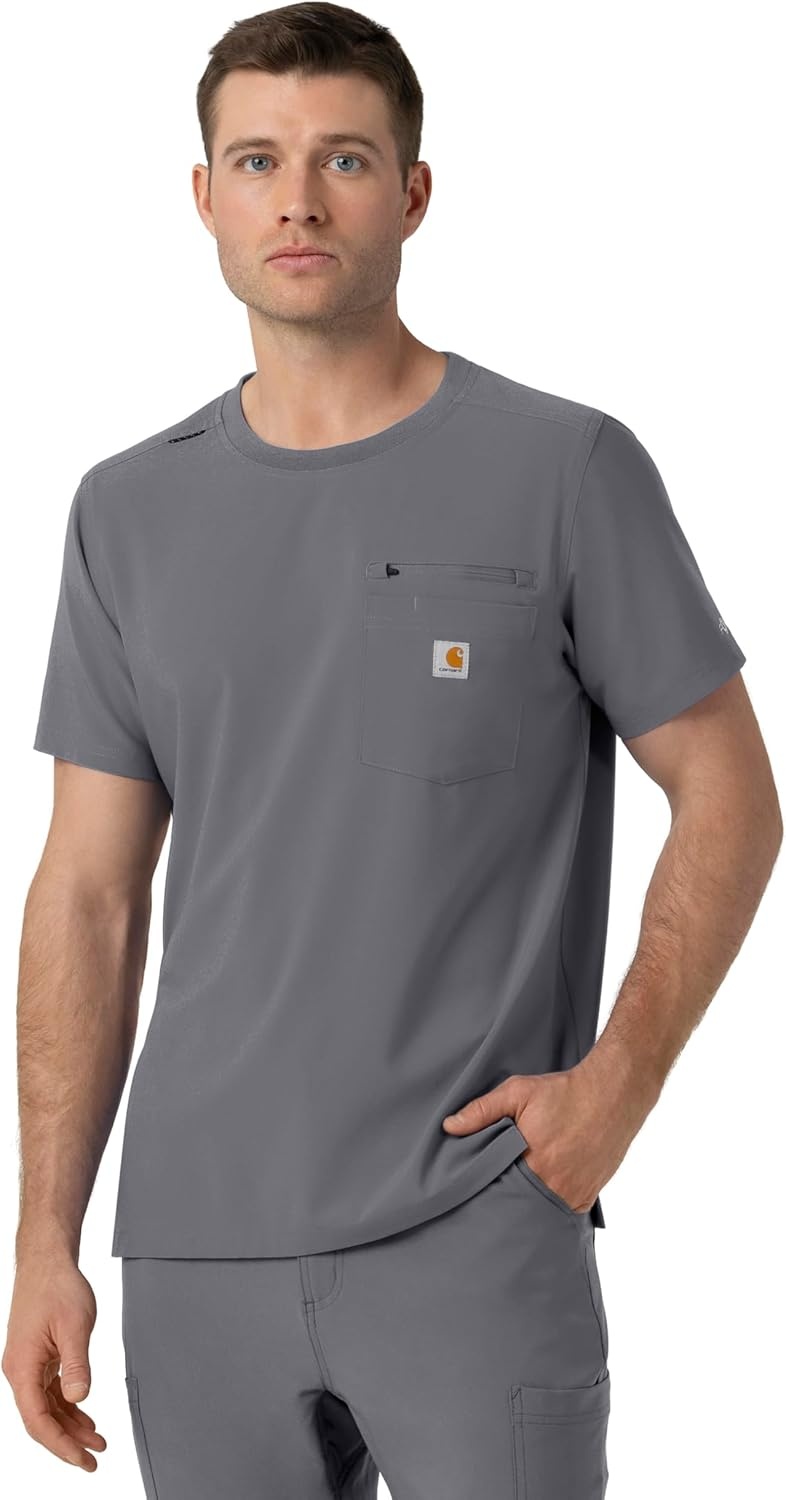 image:imageCarhartt Force CrossFlex Mens Crew Neck Scrub TopPewter