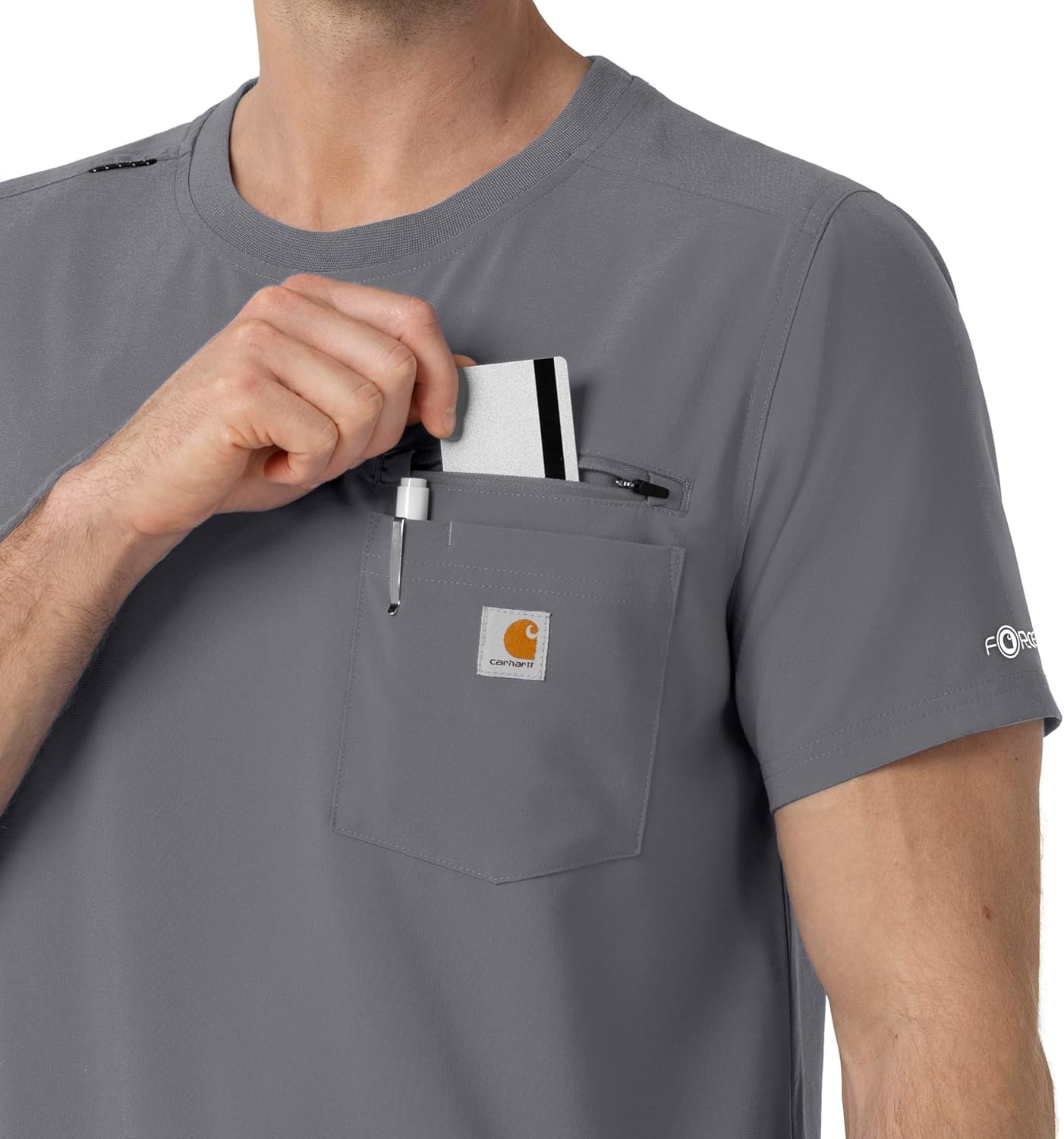 image:imageCarhartt Force CrossFlex Mens Crew Neck Scrub TopPewter