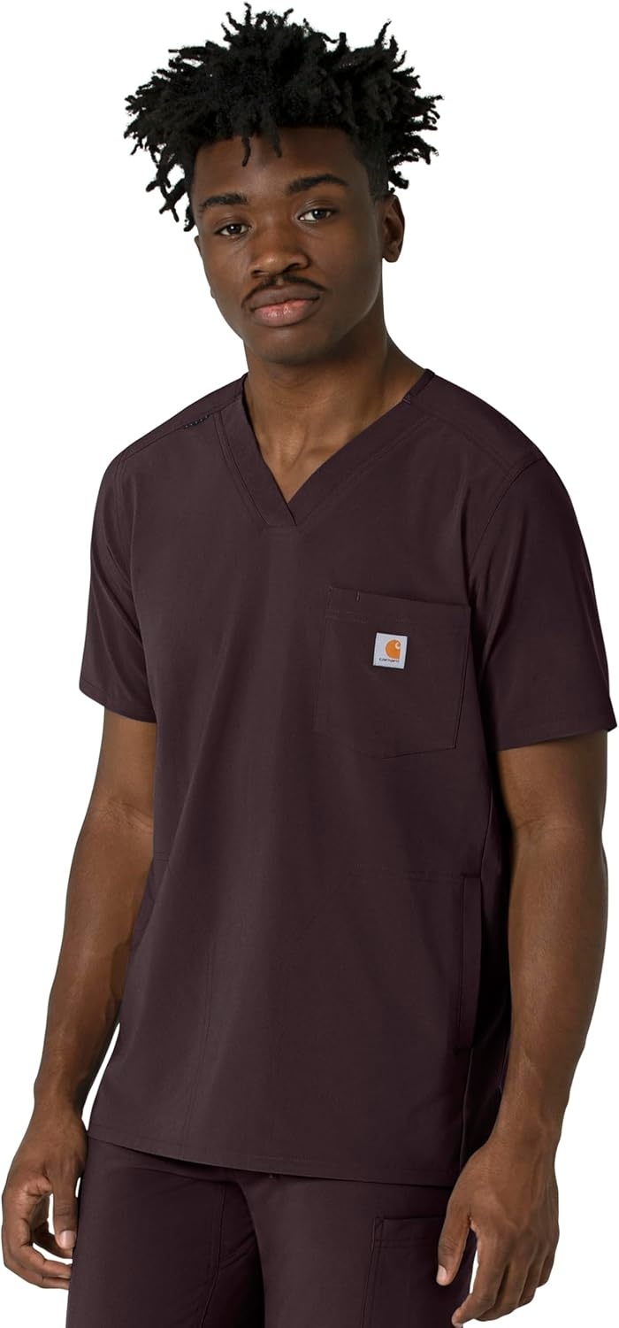 image:imageCarhartt Force CrossFlex Mens VNeck Scrub TopDark Sepia