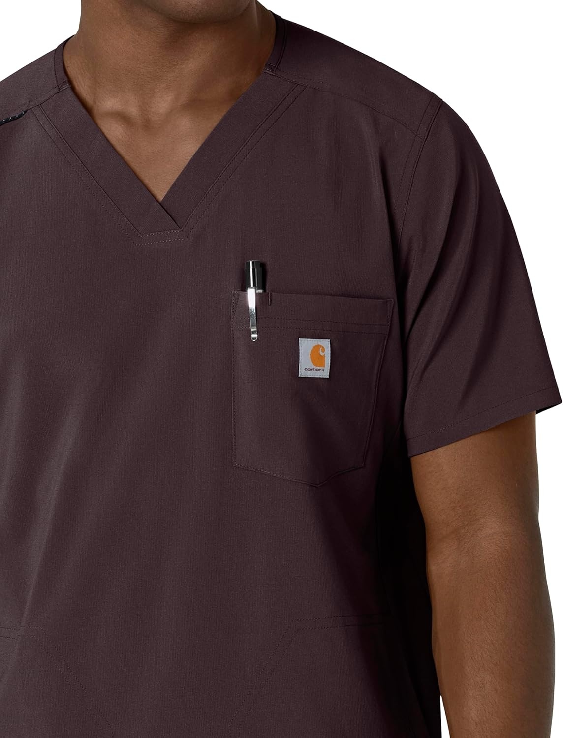 image:imageCarhartt Force CrossFlex Mens VNeck Scrub TopDark Sepia