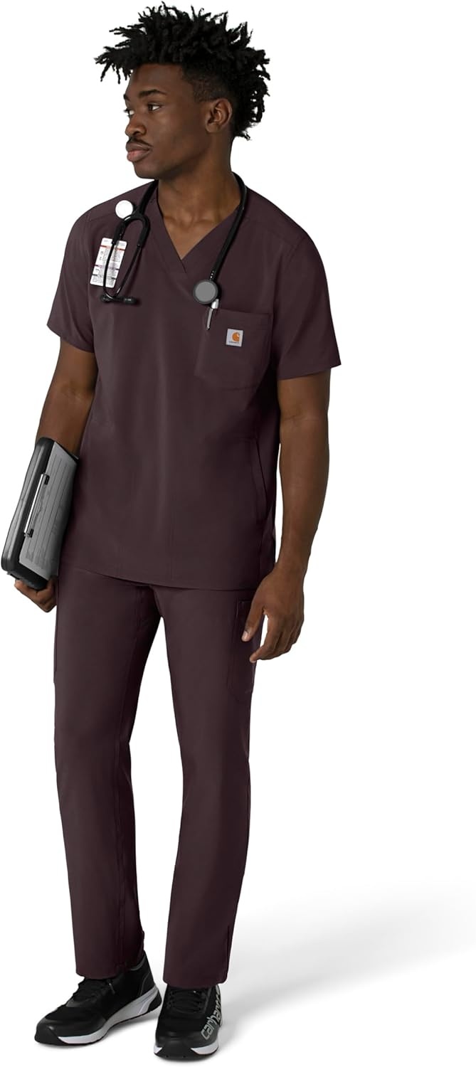 image:imageCarhartt Force CrossFlex Mens VNeck Scrub TopDark Sepia