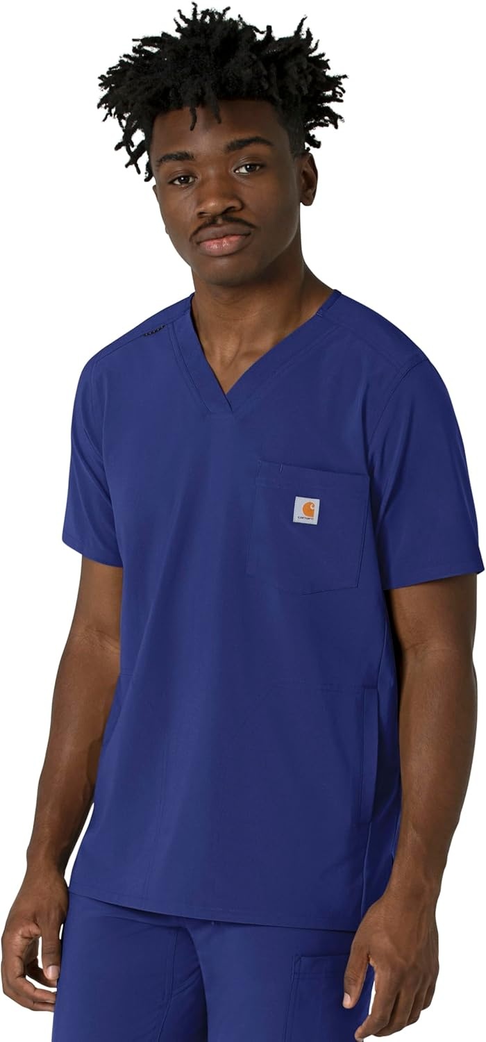 image:imageCarhartt Force CrossFlex Mens VNeck Scrub TopGalaxy Blue