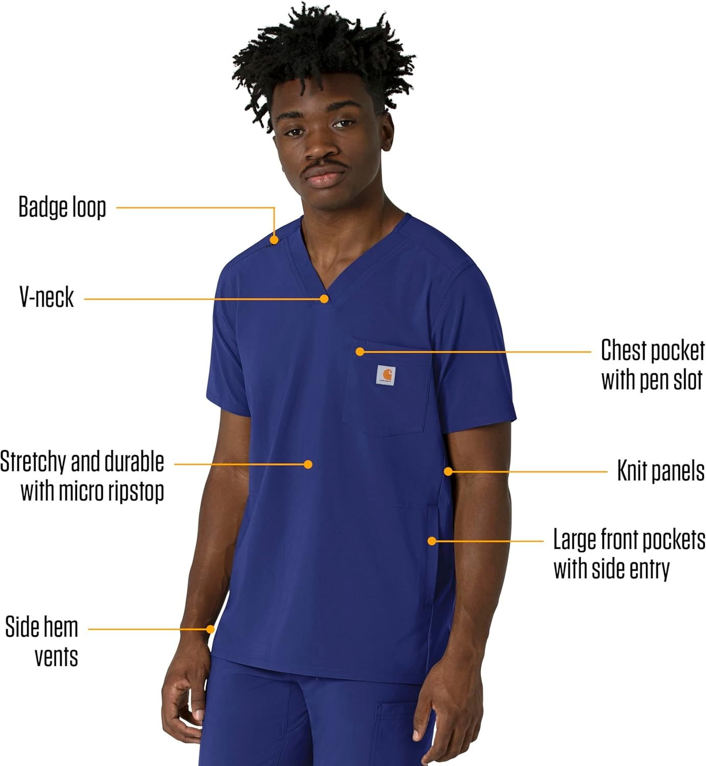 image:imageCarhartt Force CrossFlex Mens VNeck Scrub TopGalaxy Blue