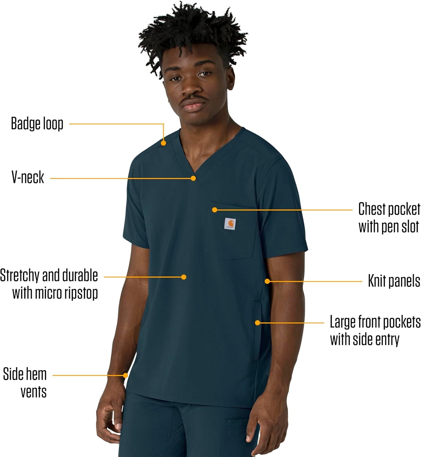 image:imageCarhartt Force CrossFlex Mens VNeck Scrub TopNavy