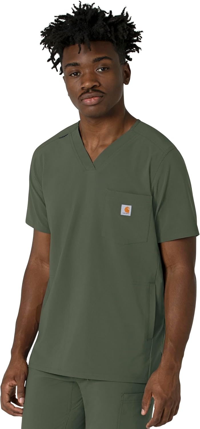 image:imageCarhartt Force CrossFlex Mens VNeck Scrub TopOlive