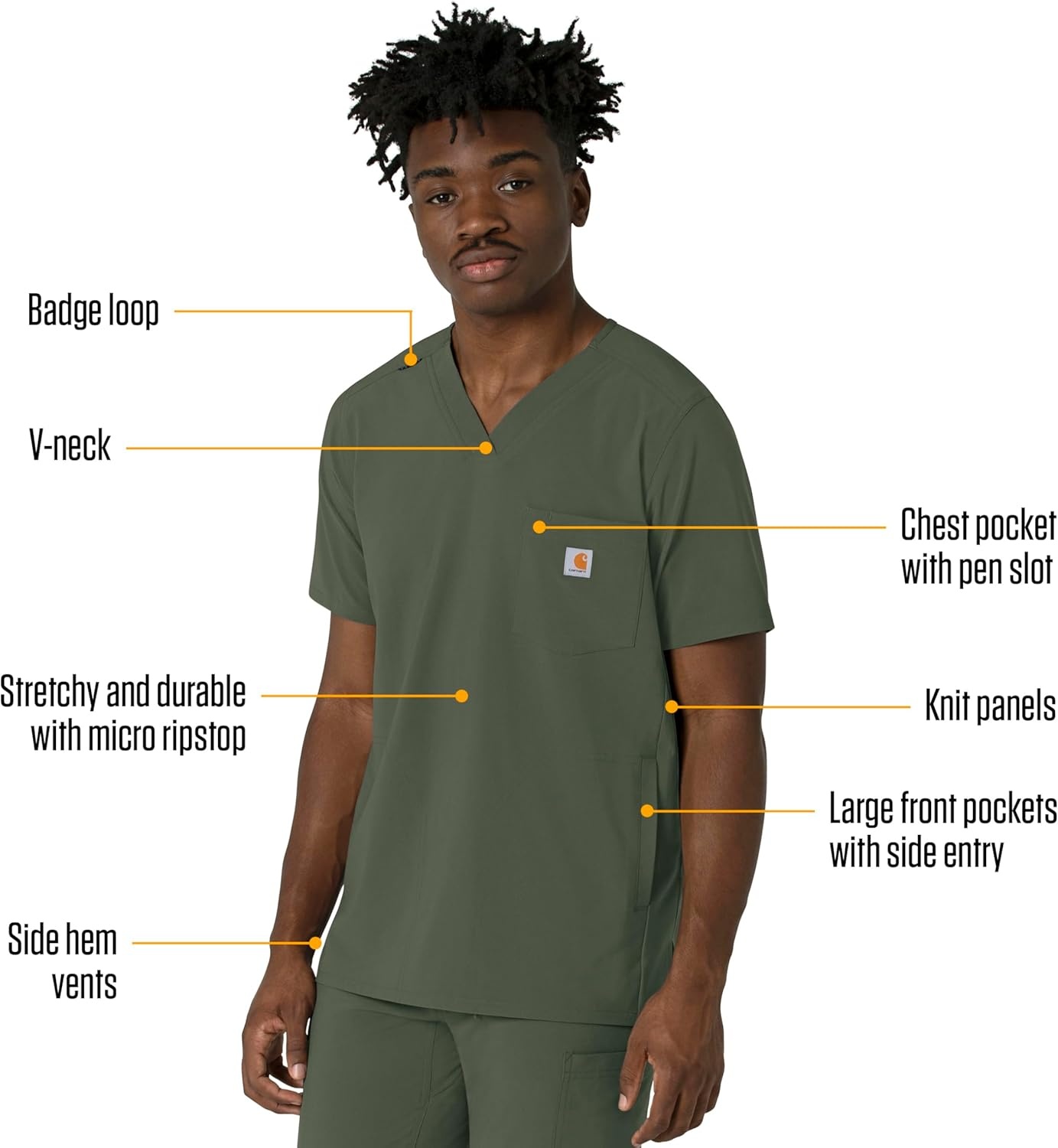 image:imageCarhartt Force CrossFlex Mens VNeck Scrub TopOlive