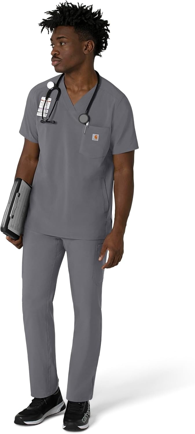 image:imageCarhartt Force CrossFlex Mens VNeck Scrub TopPewter