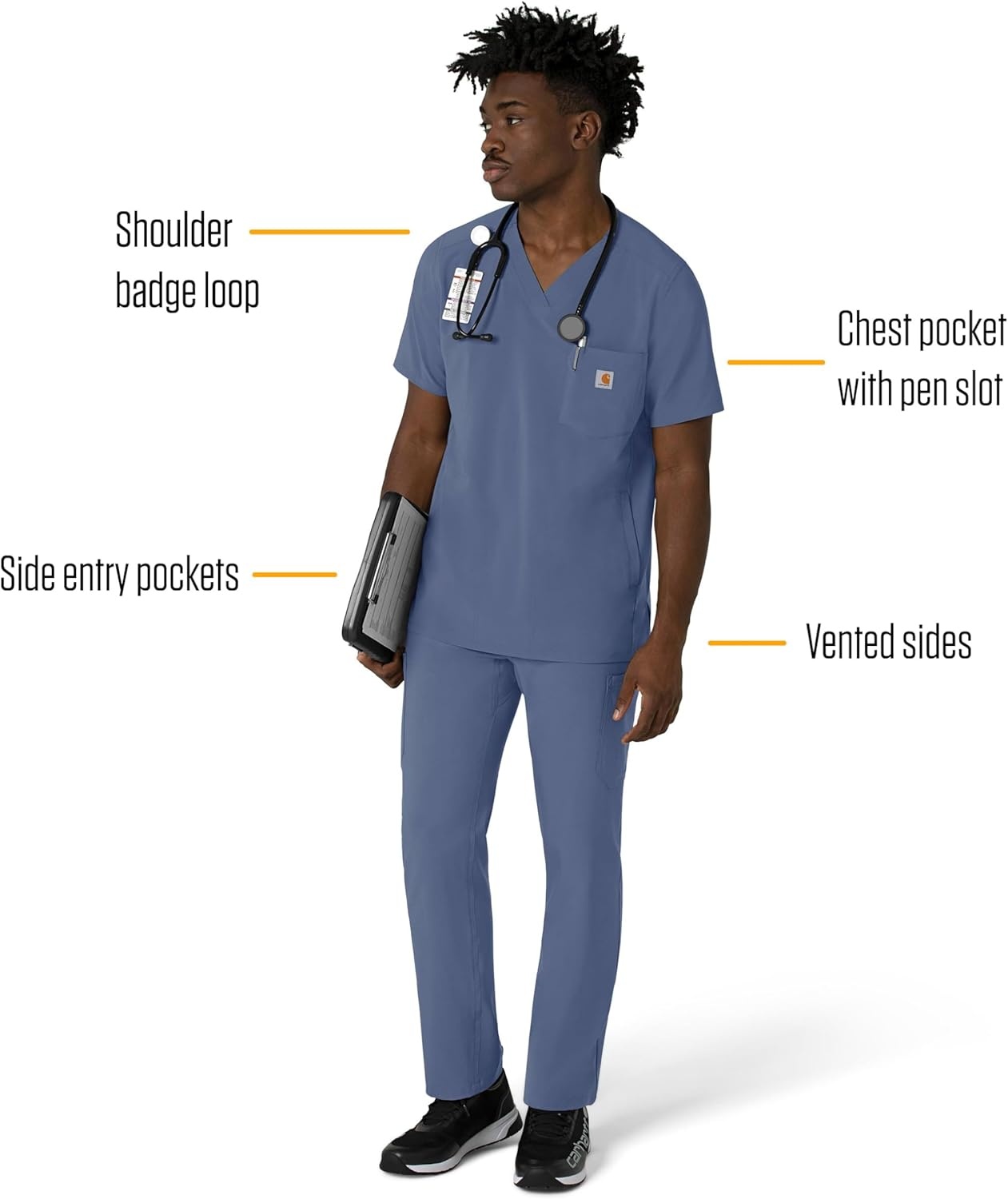 image:imageCarhartt Force CrossFlex Mens VNeck Scrub TopRiverside