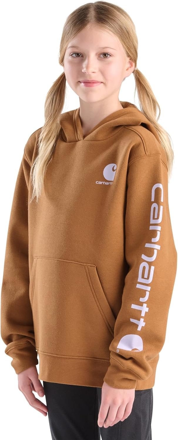 image:imageCarhartt Girls Hooded Pullover SweatshirtCarhartt Brown