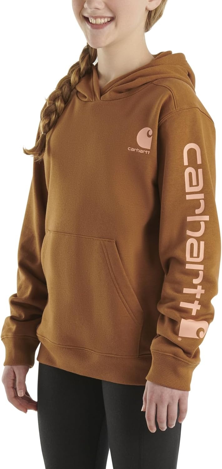 image:imageCarhartt Girls Hoodie Fleece Pullover Sweatshirt Brown 4