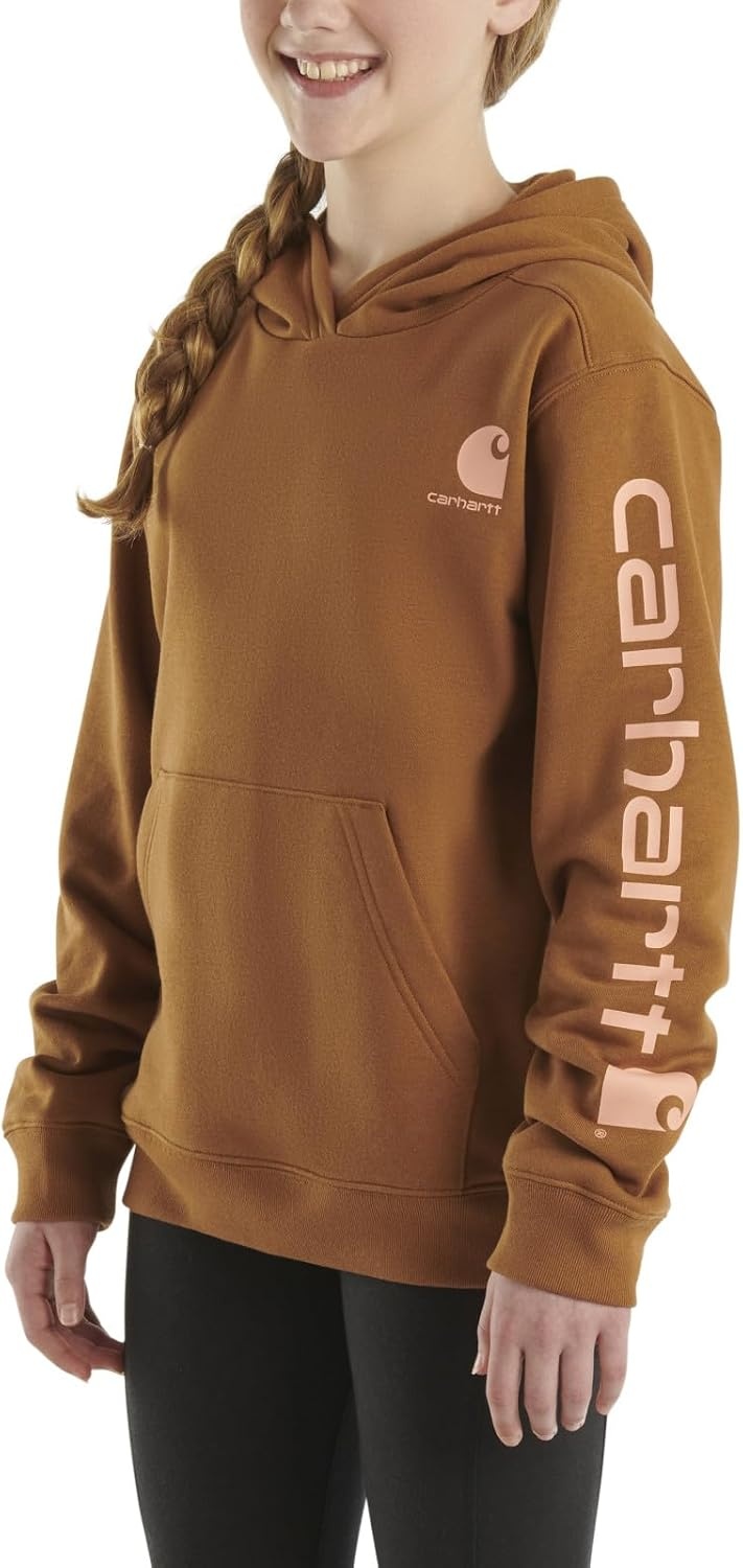 image:imageCarhartt Girls Hoodie Fleece Pullover Sweatshirt Brown 4
