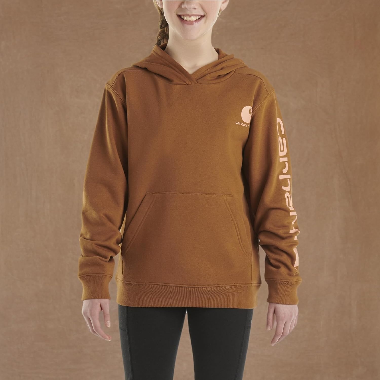 image:imageCarhartt Girls Hoodie Fleece Pullover Sweatshirt Brown 4