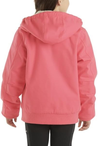 image:imageCarhartt Girls Zip Front Flannel Quilt Lined Hooded Active JacPink Lemonade