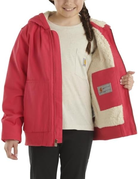 image:imageCarhartt Girls Zip Front Flannel Quilt Lined Hooded Active JacRaspberry