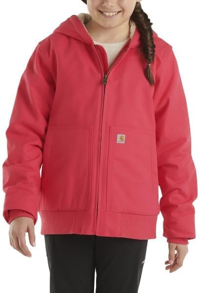 image:imageCarhartt Girls Zip Front Flannel Quilt Lined Hooded Active JacRaspberry