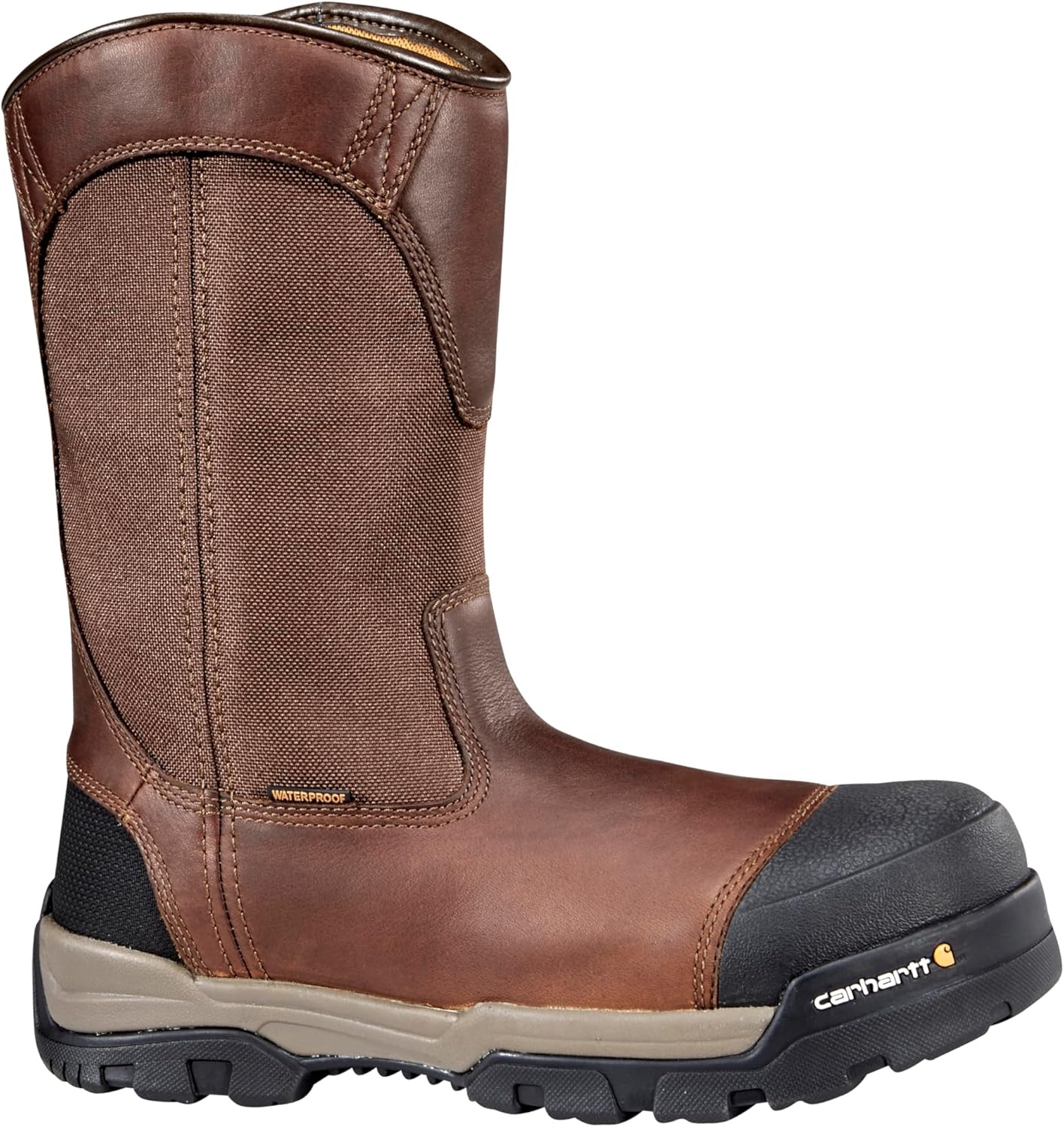 image:imageCarhartt Ground Force 10 Waterproof Wellington Boot Breathable Composite Toe Work Boots for Men with EVA Midsole and Traction Outsole EH RatedRedBrown