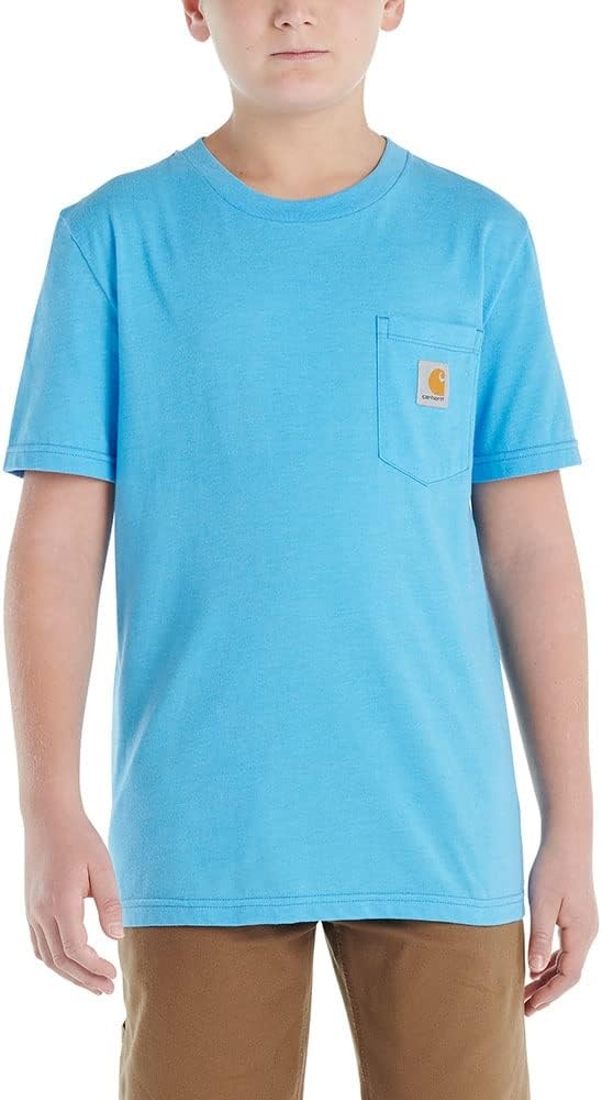 image:imageCarhartt Kids CA6375 ShortSleeve Pocket TShirt BoysAzure Blue Heather
