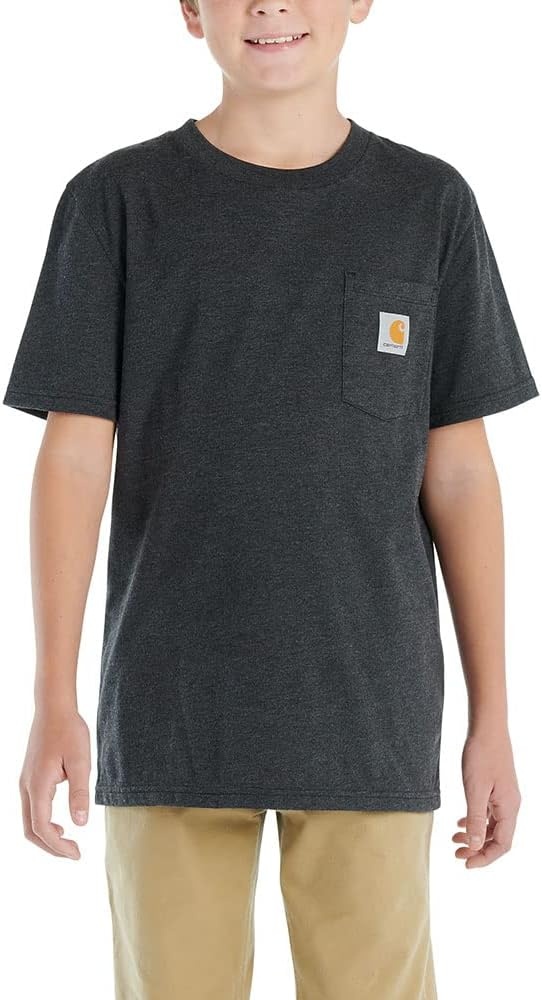 image:imageCarhartt Kids CA6375 ShortSleeve Pocket TShirt BoysCaviar Black Heather