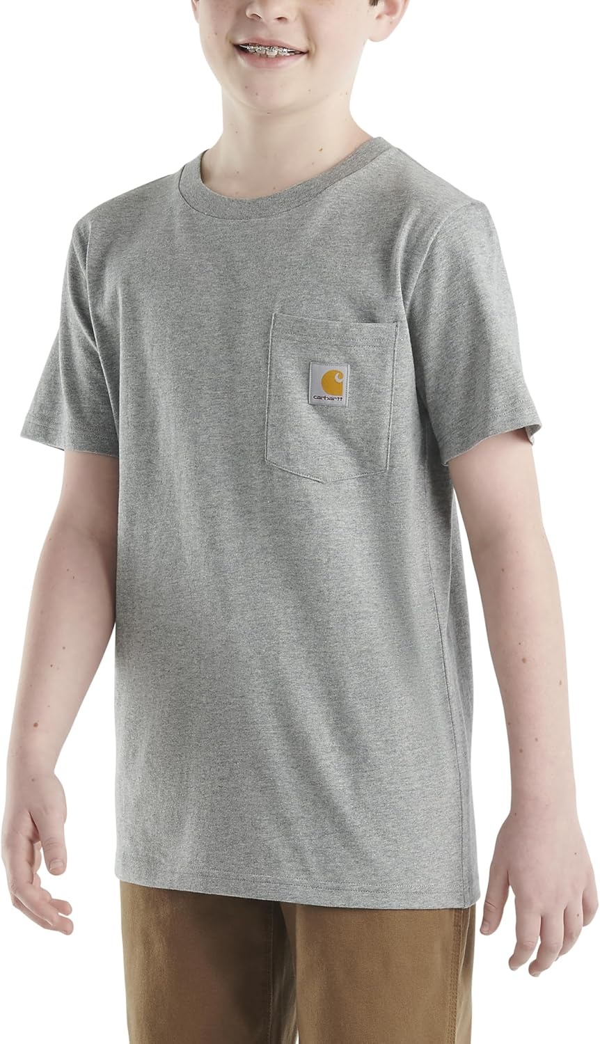 image:imageCarhartt Kids CA6375 ShortSleeve Pocket TShirt BoysCharcoal Heather Grey