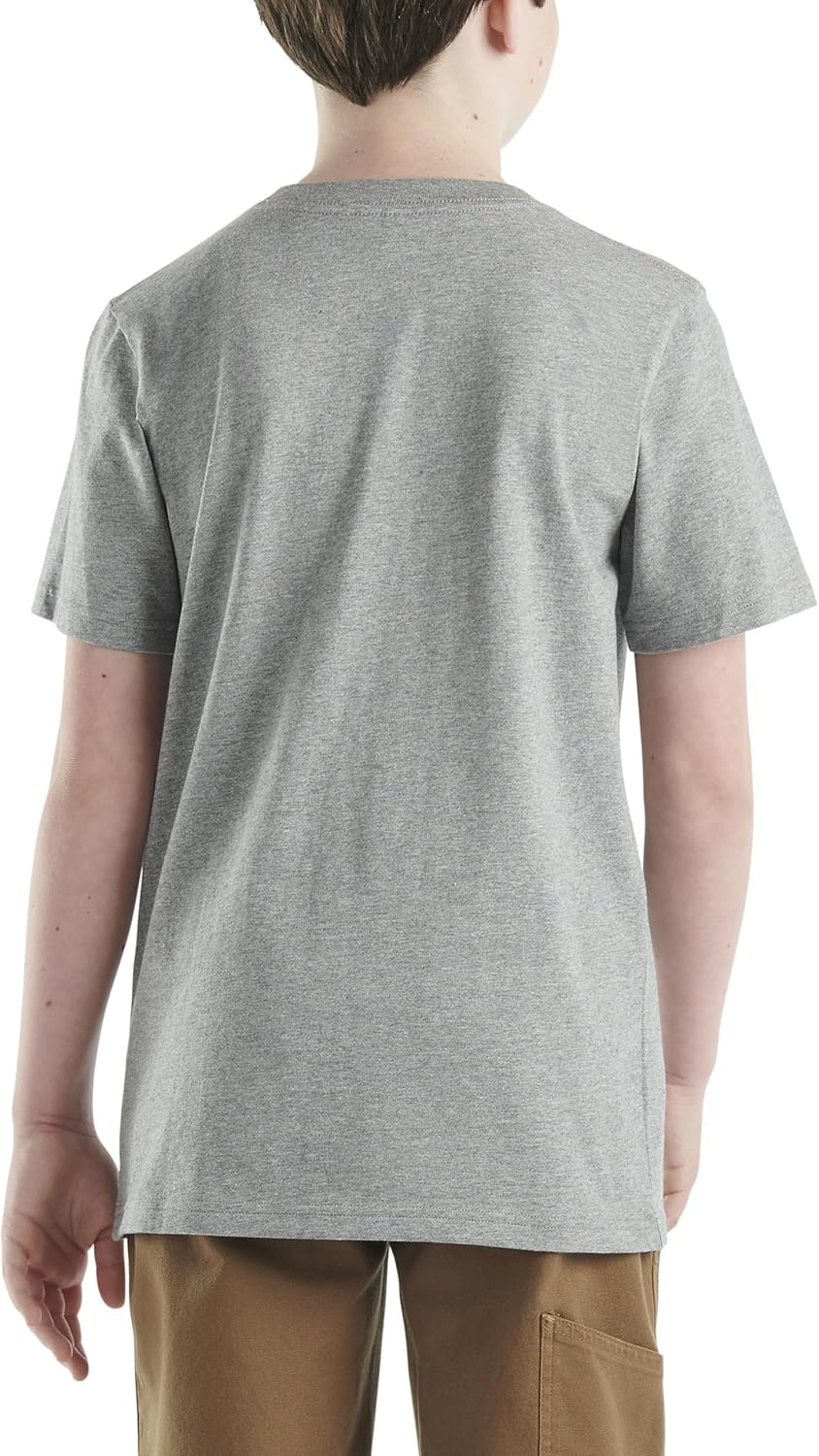image:imageCarhartt Kids CA6375 ShortSleeve Pocket TShirt BoysCharcoal Heather Grey
