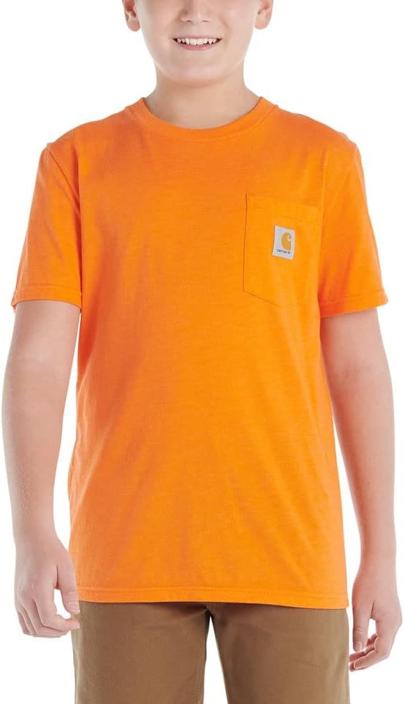 image:imageCarhartt Kids CA6375 ShortSleeve Pocket TShirt BoysExotic Orange Heather