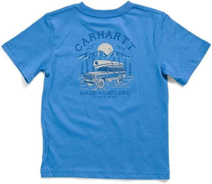 image:imageCarhartt Kids CA6737 ShortSleeve Wilderness Pocket TShirt BoysBright Blue Made to Explore