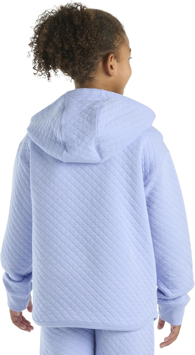 image:imageCarhartt Kids CA7108 LongSleeve Quilted Jersey Half Zip Sweatshirt GirlsMed Purple