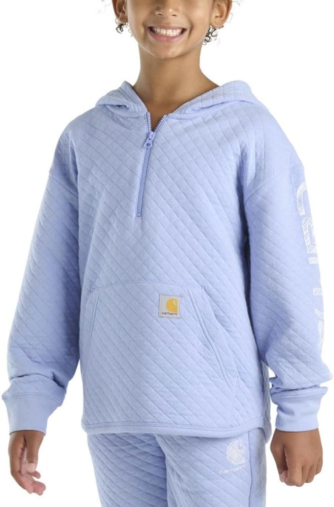 image:imageCarhartt Kids CA7108 LongSleeve Quilted Jersey Half Zip Sweatshirt GirlsMed Purple