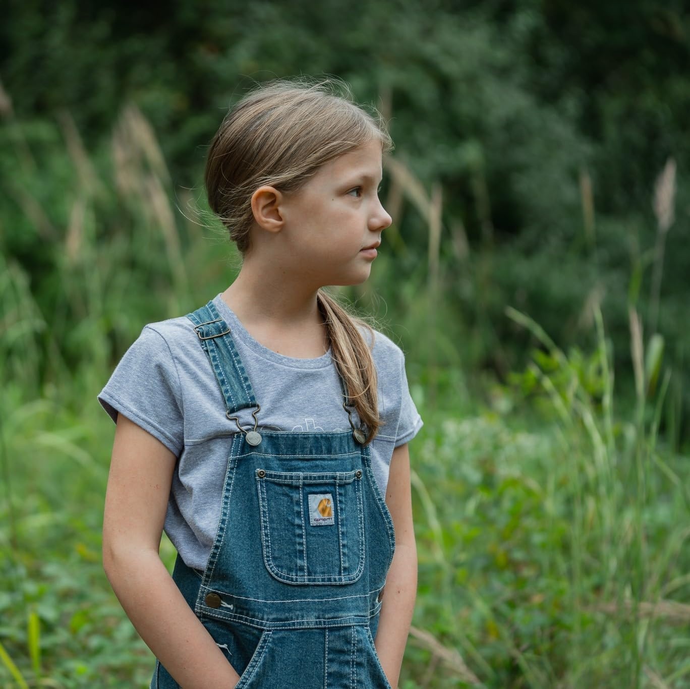 image:imageCarhartt Kids CM9756 Unlined Denim Bib Overall GirlsMedium Wash