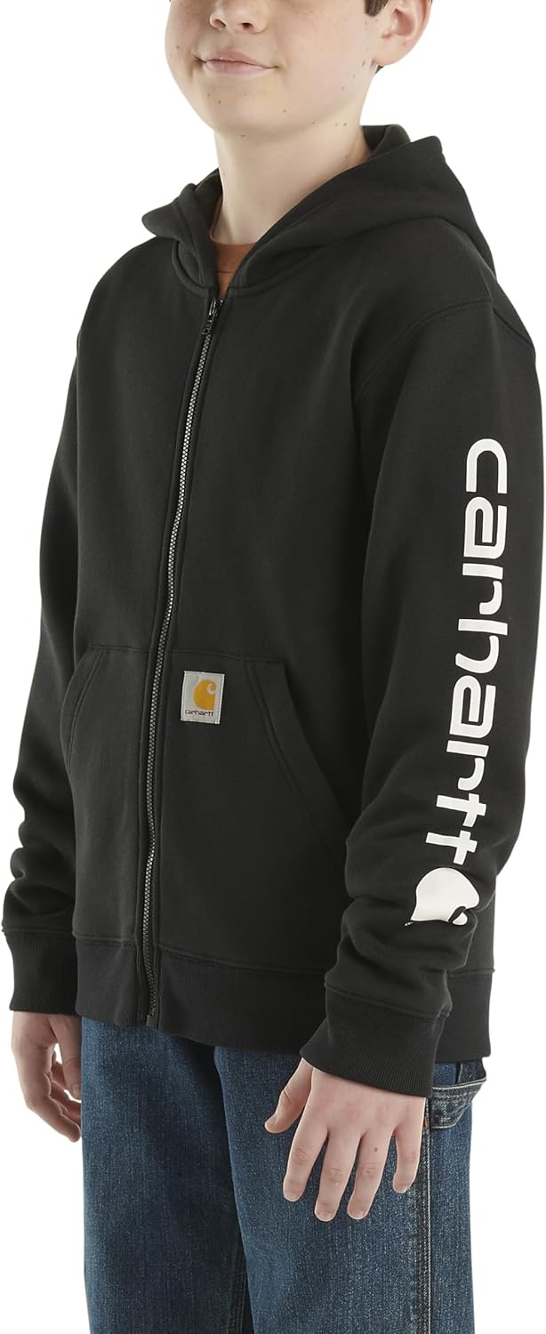 image:imageCarhartt Kids CP8675 LongSleeve FullZip Logo Sweatshirt BoysCaviar Black