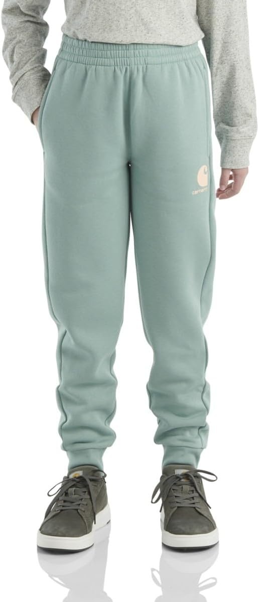 image:imageCarhartt Little Kids CK9479 Fleece Logo Sweatpant Girls Youth Size 6 Patina