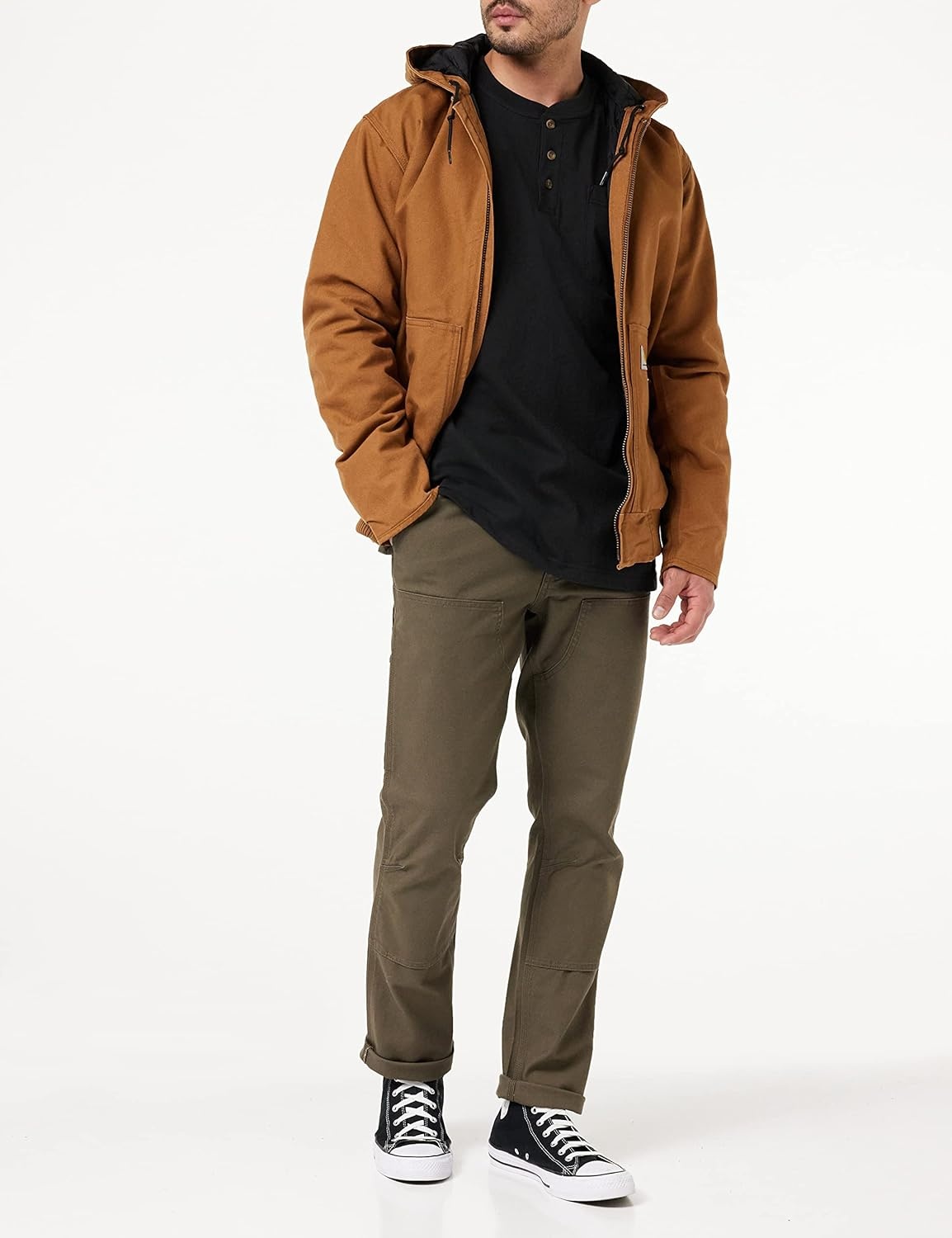 image:imageCarhartt Mens Dearborn Loose LS Henley TShirtBlack