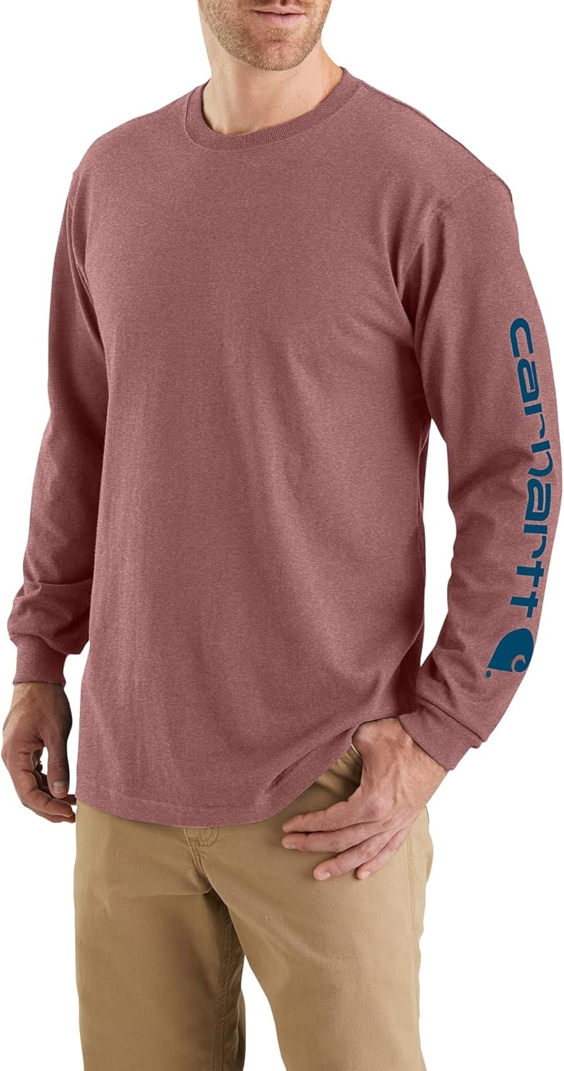 image:imageCarhartt Mens Dearborn Loose LongSleeve Logo TShirt CloseoutApple Butter Heather