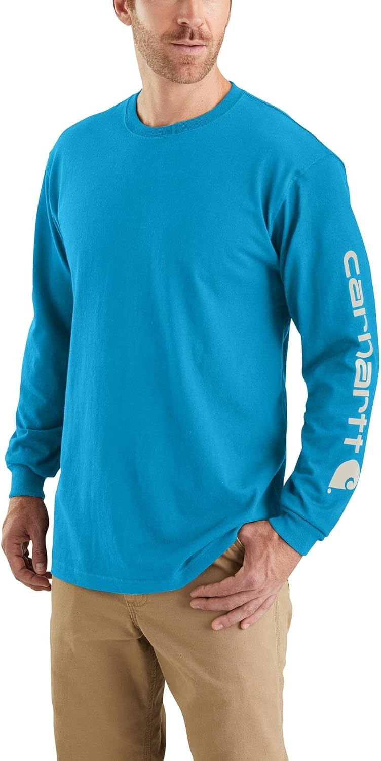 image:imageCarhartt Mens Dearborn Loose LongSleeve Logo TShirt CloseoutAtomic Blue