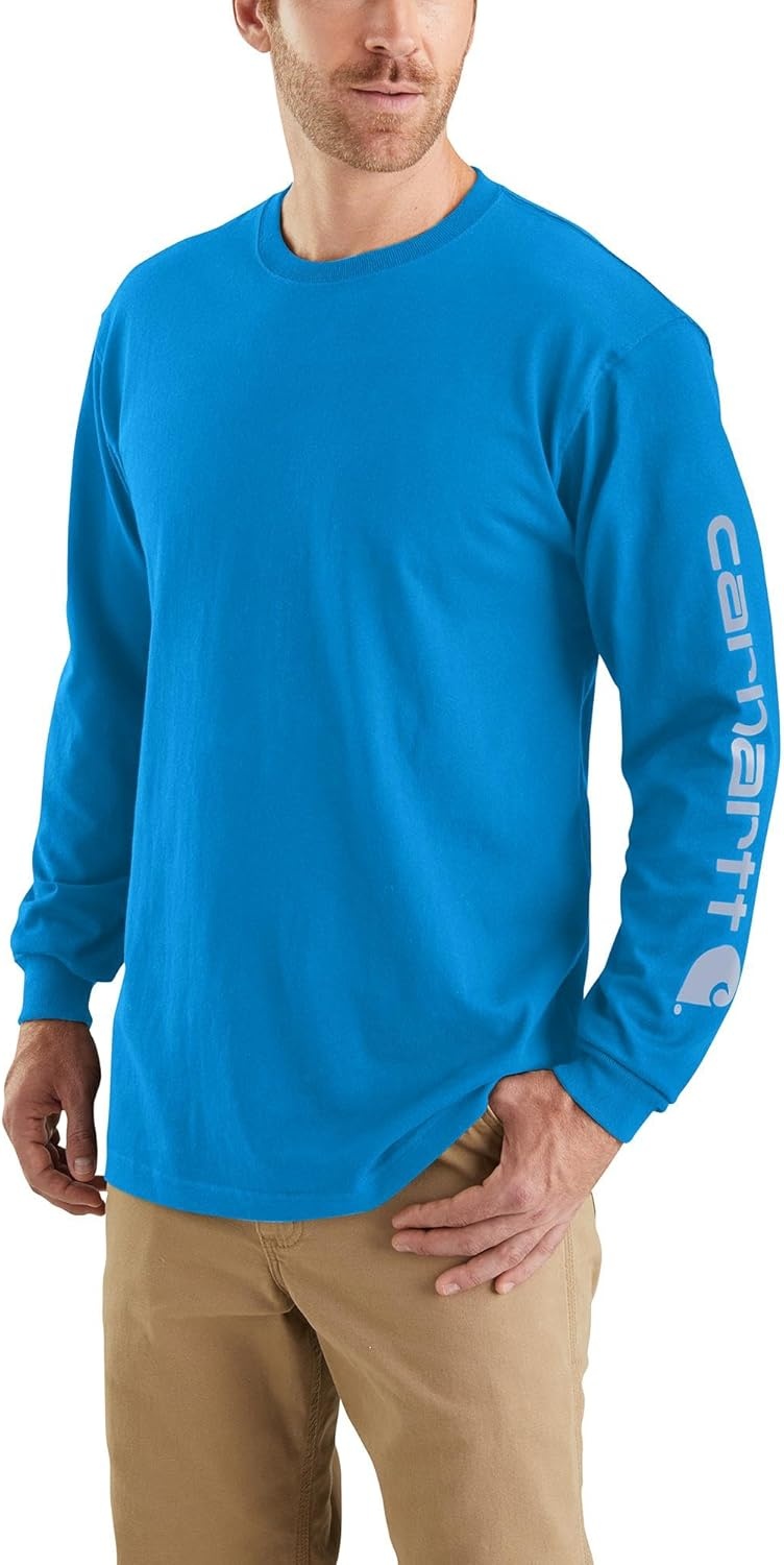 image:imageCarhartt Mens Dearborn Loose LongSleeve Logo TShirt CloseoutBlue Glow
