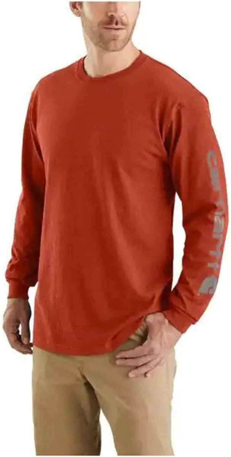 image:imageCarhartt Mens Dearborn Loose LongSleeve Logo TShirt CloseoutChili Pepper Heather