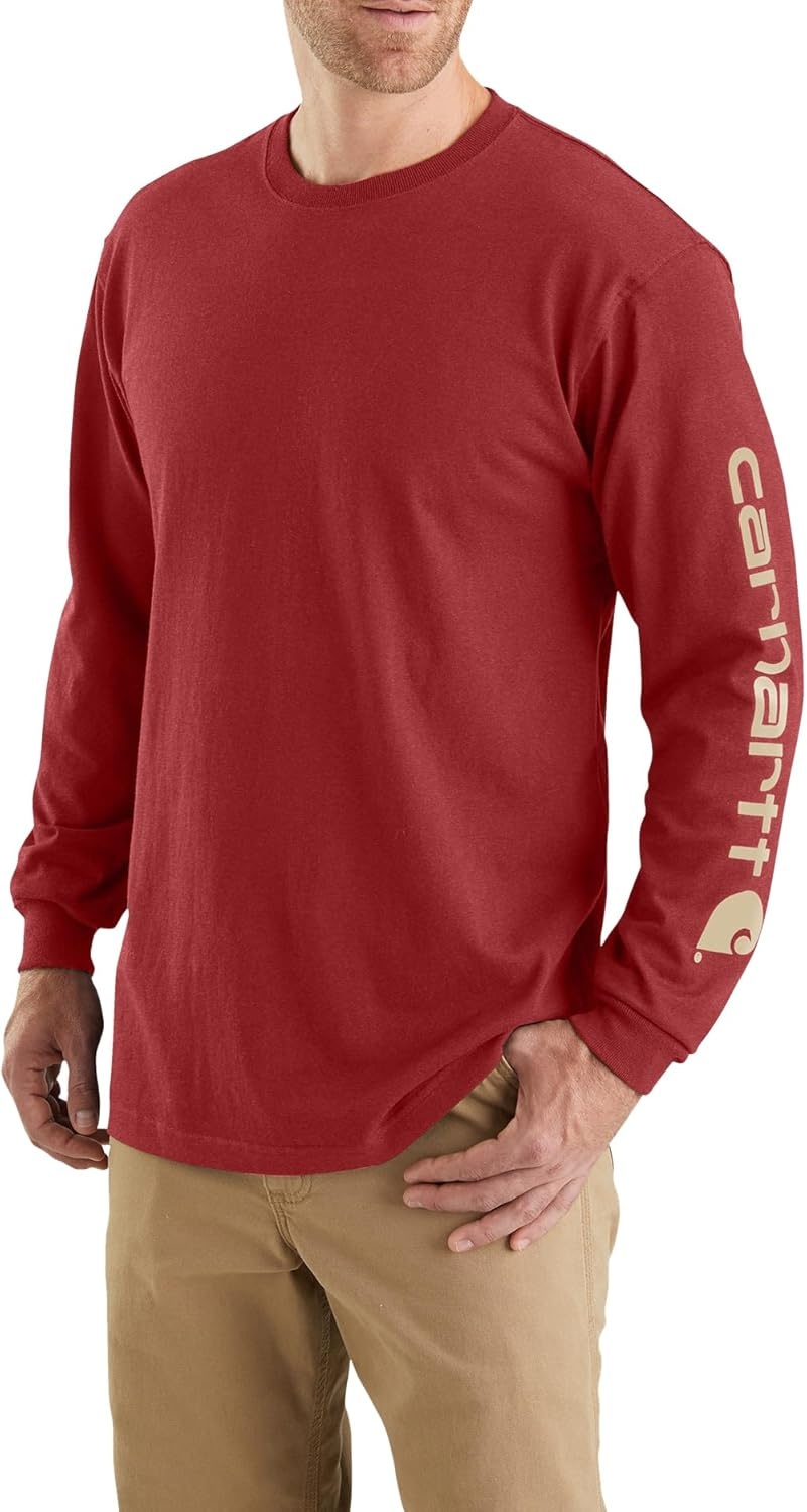image:imageCarhartt Mens Dearborn Loose LongSleeve Logo TShirt CloseoutCrabapple Heather