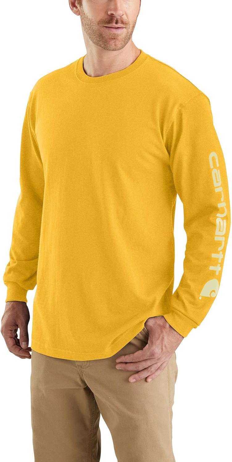 image:imageCarhartt Mens Dearborn Loose LongSleeve Logo TShirt CloseoutHoneycomb Heather