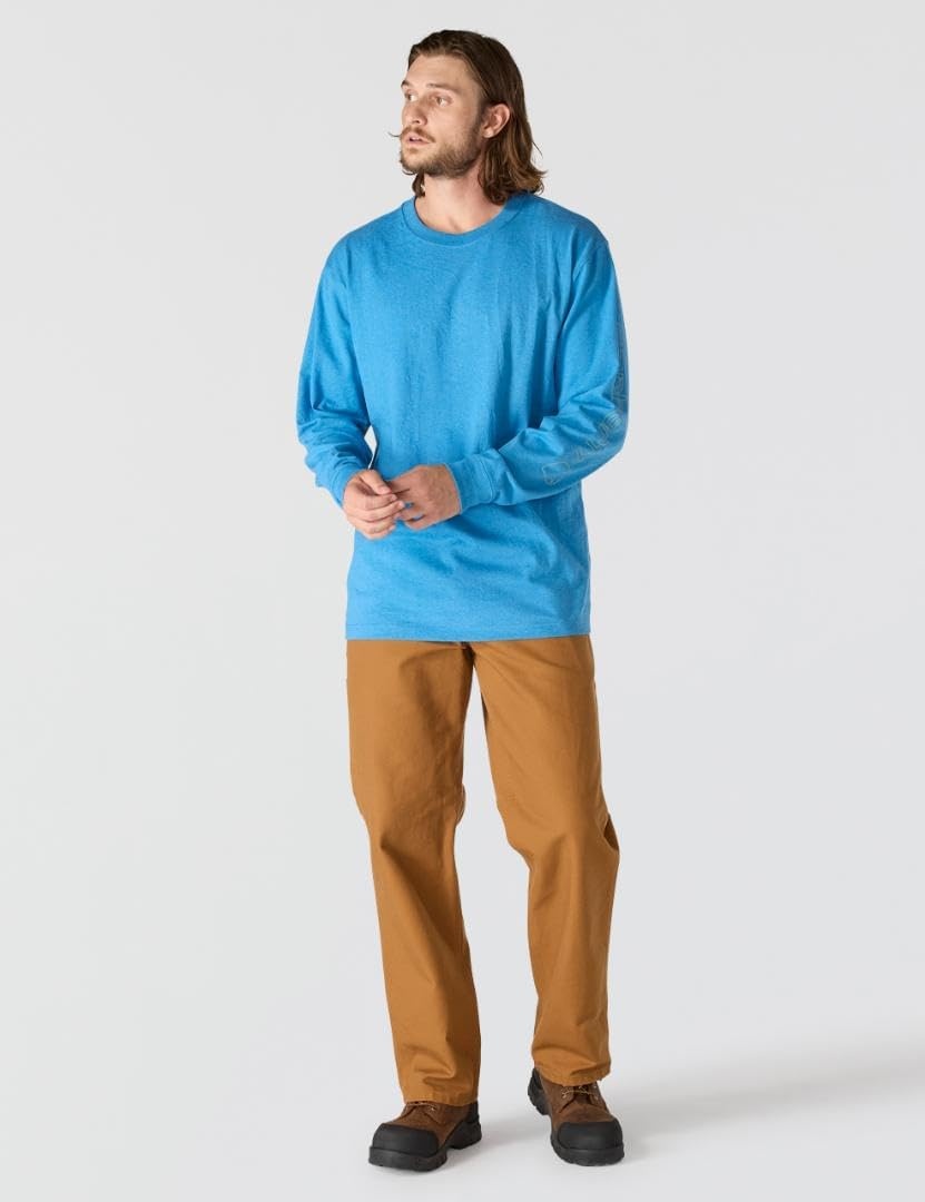 image:imageCarhartt Mens Dearborn Loose LongSleeve Logo TShirt CloseoutHorizon Blue Heather