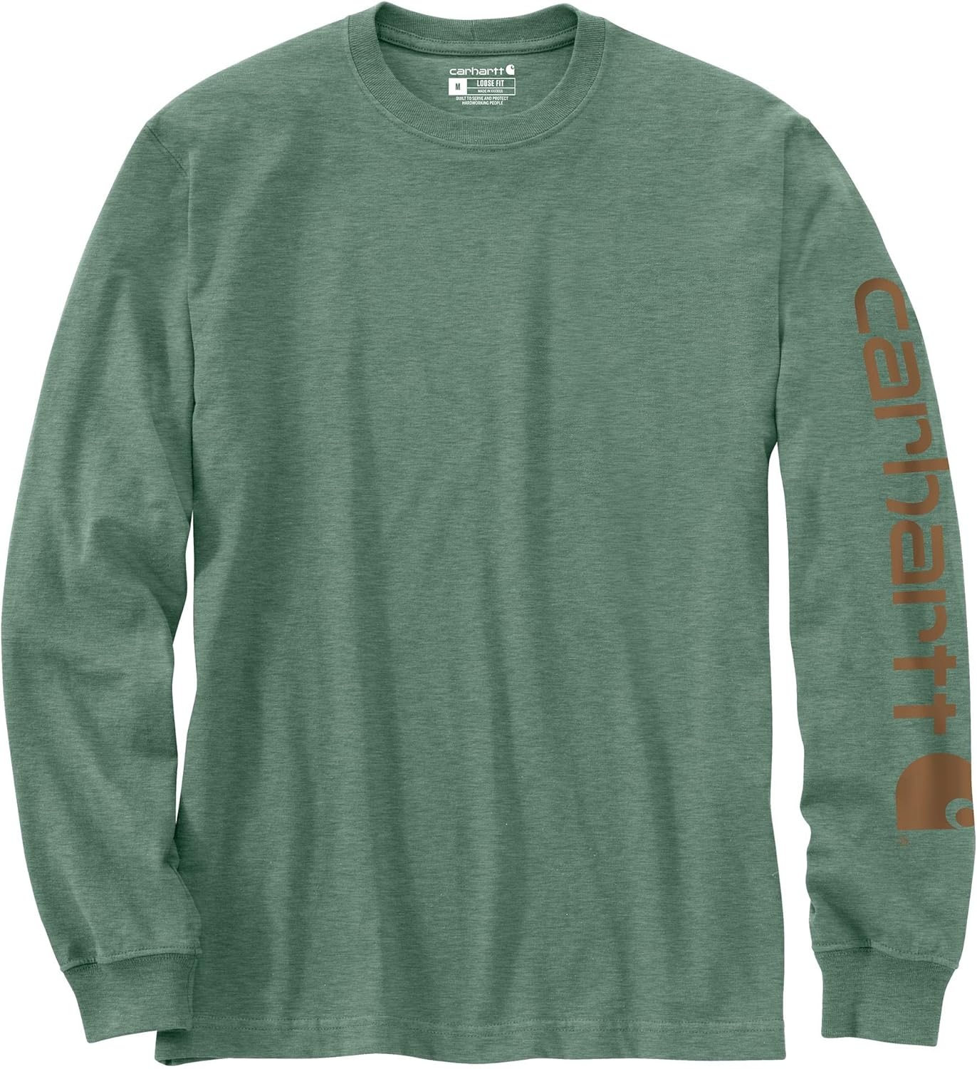 image:imageCarhartt Mens Dearborn Loose LongSleeve Logo TShirt CloseoutJade Heather